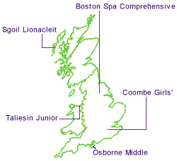 Map showing UK schools