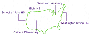 Map showing USA schools